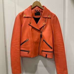 RUDSAK MOREEN -Vibrant Orange Leather Jacket